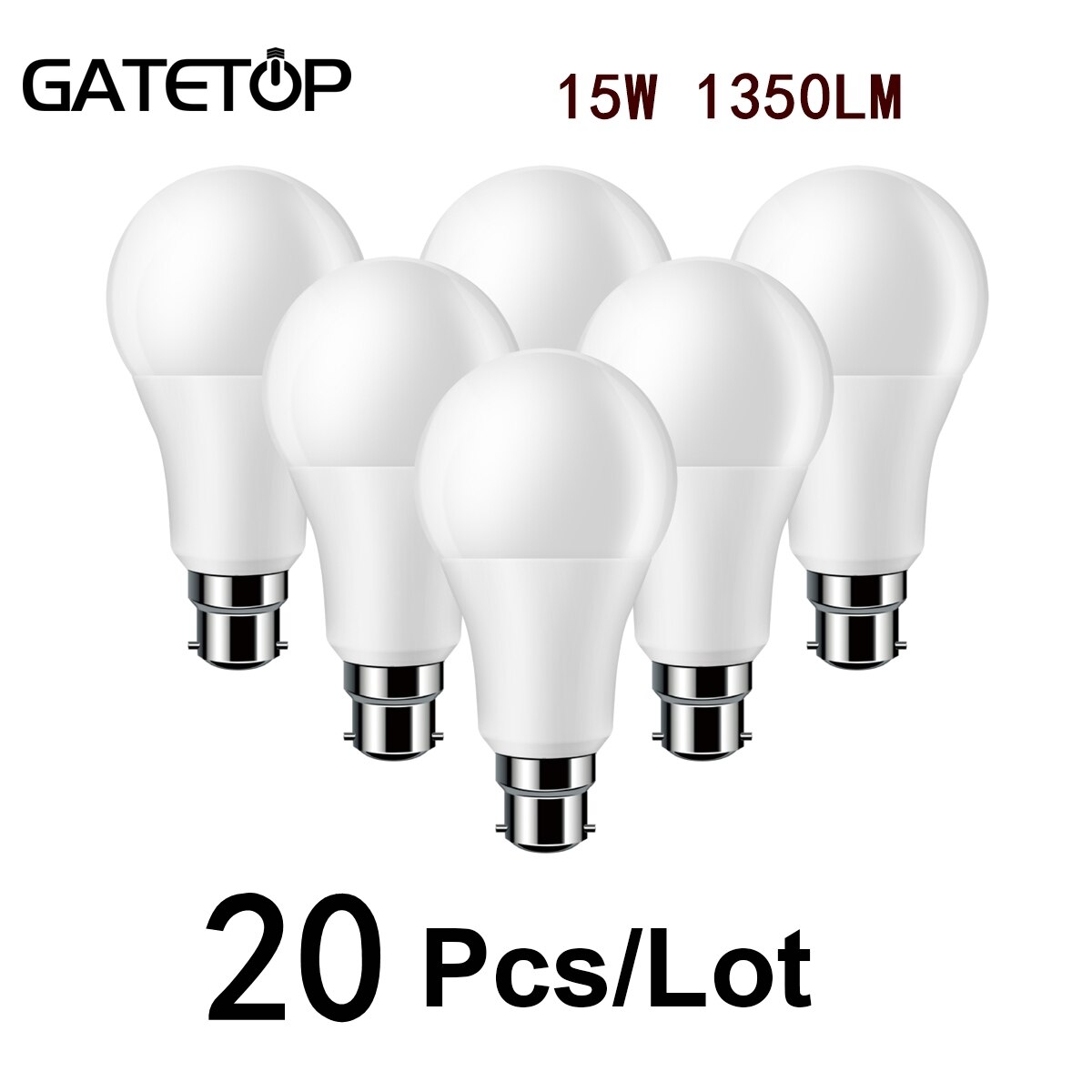 20PCS 2022 Focos ֵ LED   A60 E27 B22 AC220V-240V 15W  3000K/4000K/6000K Lampada   